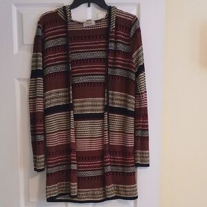 Striped Cardigan Sweater With Hood